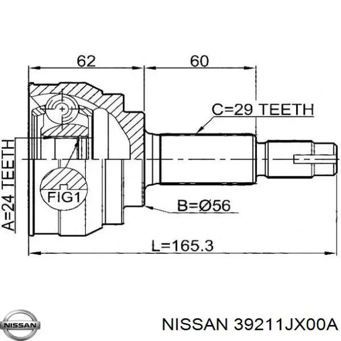 39211JX00A Nissan junta homocinética exterior delantera
