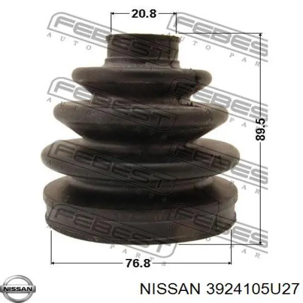 3924105U27 Nissan fuelle, árbol de transmisión delantero exterior