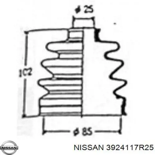 3924117R25 Nissan fuelle, árbol de transmisión delantero exterior