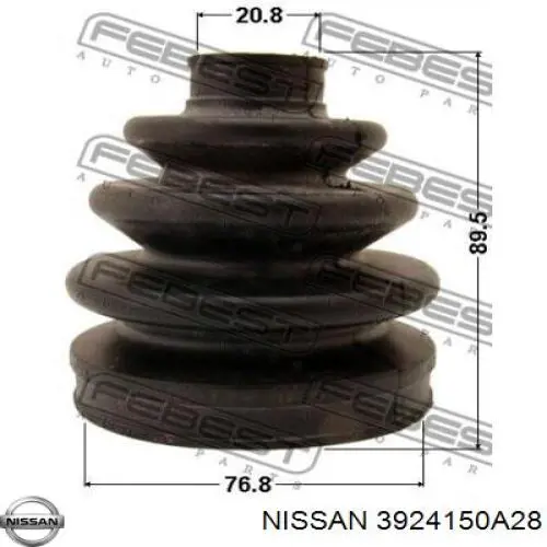 3924150A28 Nissan fuelle, árbol de transmisión delantero exterior
