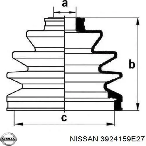 3924159E27 Nissan fuelle, árbol de transmisión delantero exterior