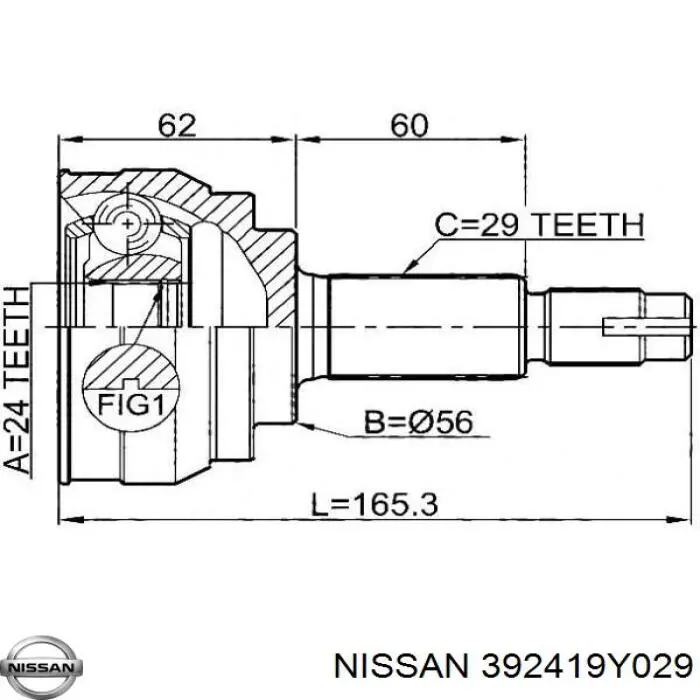 392419Y029 Nissan fuelle, árbol de transmisión delantero exterior