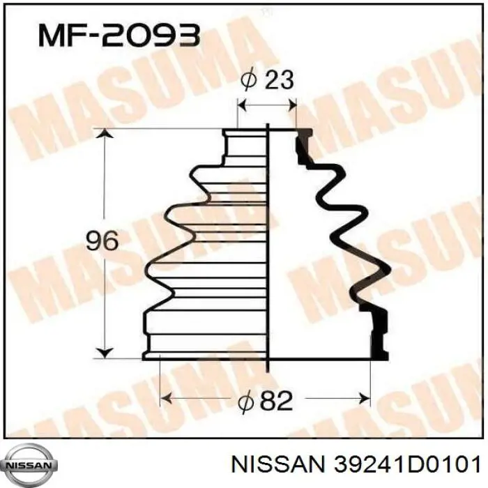 39241D0101 Nissan fuelle, árbol de transmisión delantero exterior