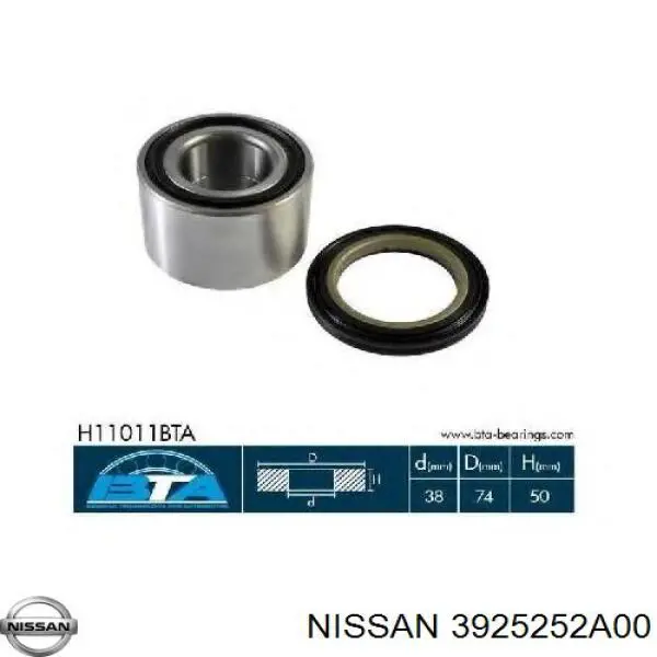 3925252A00 Nissan cojinete de rueda delantero