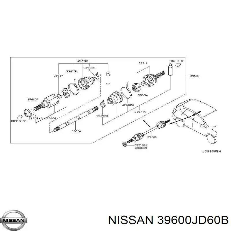 Palier trasero Nissan/Infiniti 39600JD60B precio, desde 74,05 EUR
