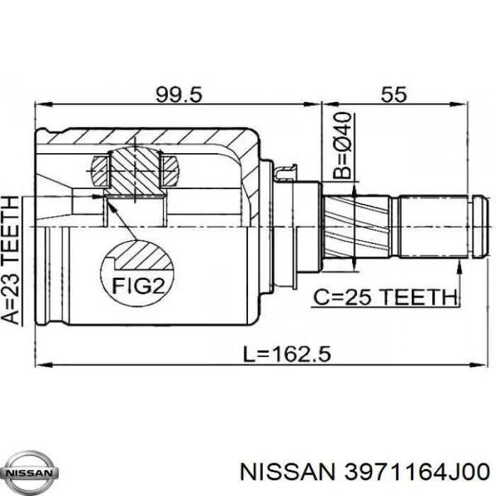 3971164J00 Nissan junta homocinética interior delantera izquierda