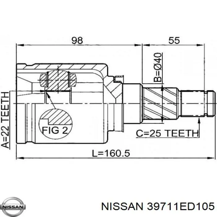 39711ED105 Nissan junta homocinética interior delantera izquierda