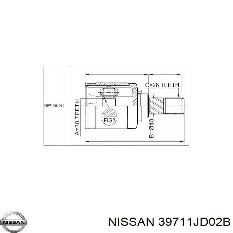 39711JD02B Nissan junta homocinética interior delantera izquierda