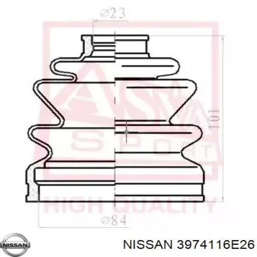 3974116E26 Nissan fuelle, árbol de transmisión delantero interior