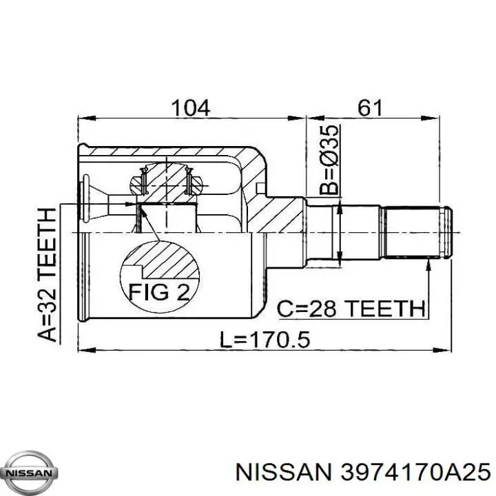 3974170A25 Nissan fuelle, árbol de transmisión delantero interior