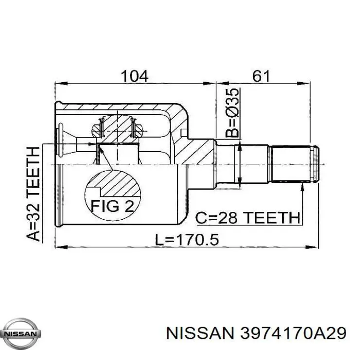 3974170A29 Nissan fuelle, árbol de transmisión delantero interior