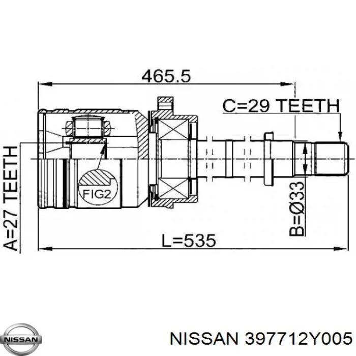 397712Y005 Nissan junta homocinética interior delantera derecha