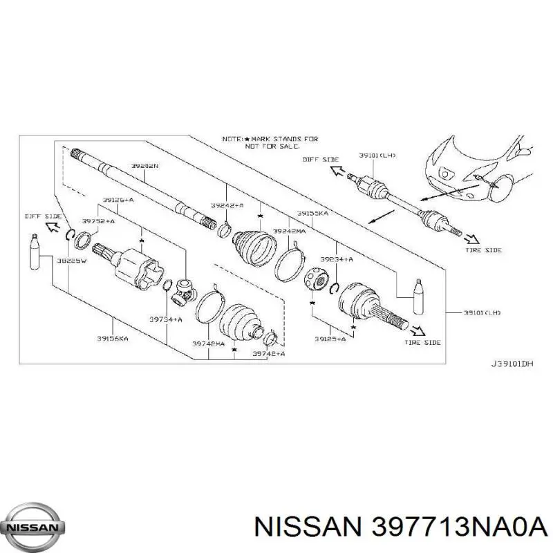 397713NA0A Nissan junta homocinética interior delantera derecha