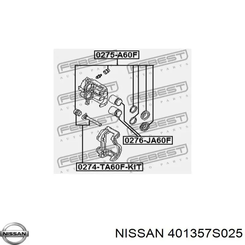 401357S025 Nissan juego de reparación, pinza de freno delantero