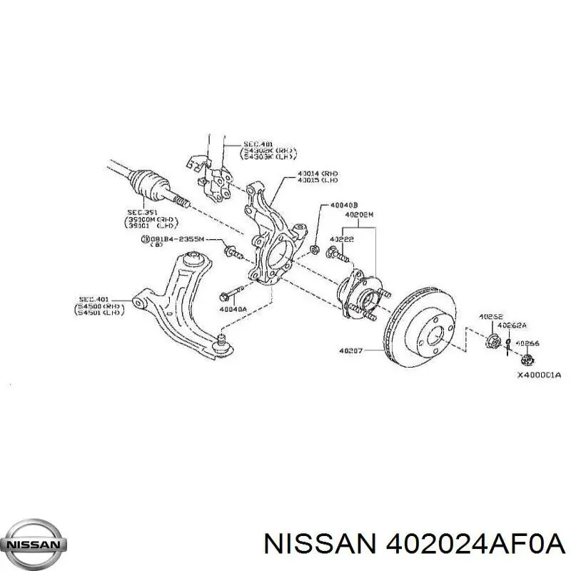 402024AF0A Nissan/Infiniti Cubo delantero