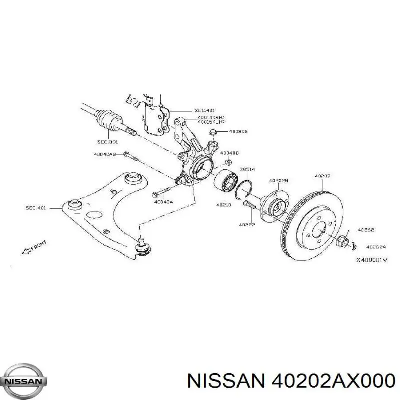 Buje de rueda delantero Nissan/Infiniti 40202AX000 precio, desde 31,50 EUR