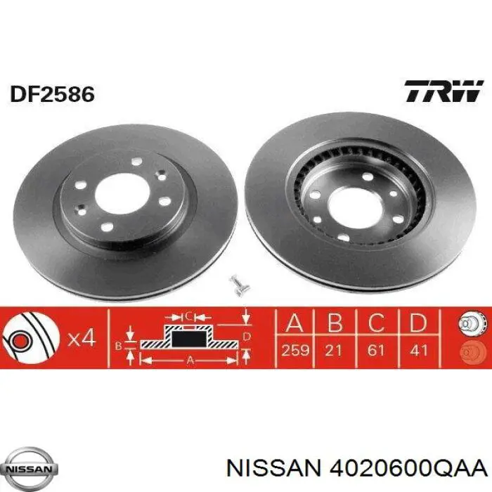 4020600QAA Nissan/Infiniti Discos