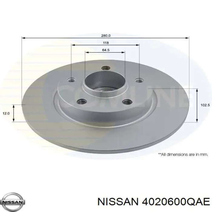 4020600QAE Nissan disco de freno delantero