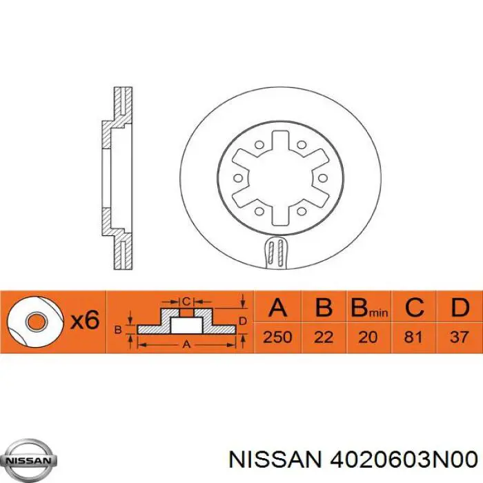 4020603N00 Nissan freno de disco delantero