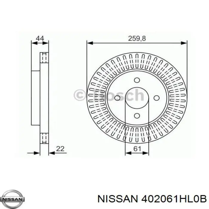 Frenos delanteros Nissan/Infiniti 402061HL0B precio, desde 54,48 EUR