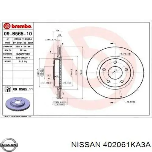 Frenos delanteros Nissan/Infiniti 402061KA3A precio, desde 38,84 EUR