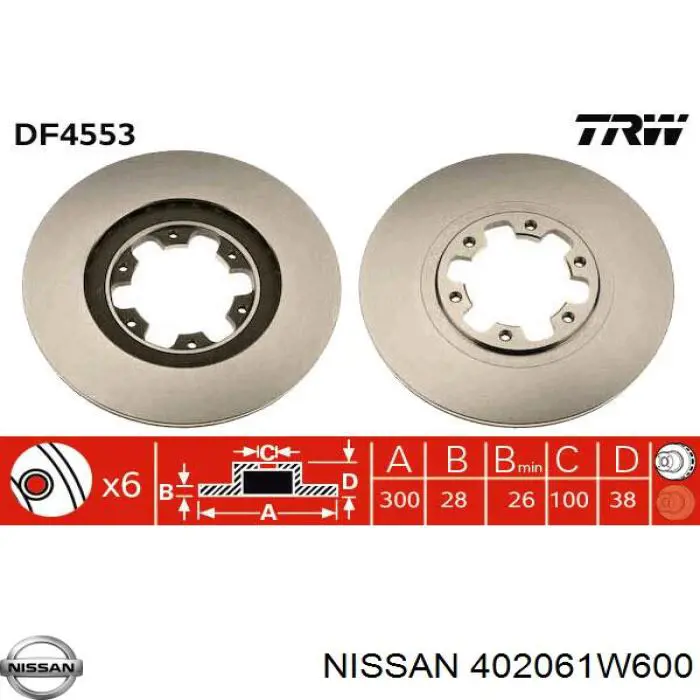Frenos delanteros Nissan/Infiniti 402061W600 precio, desde 58,47 EUR