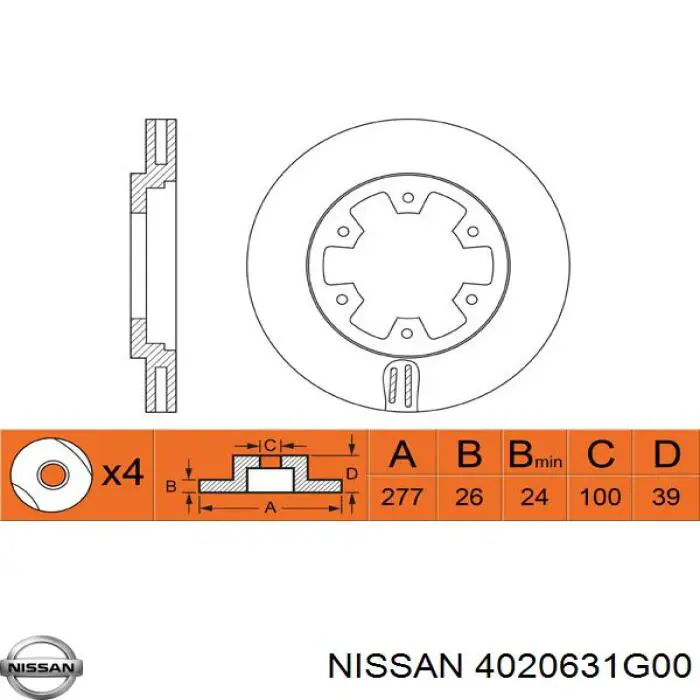 4020631G00 Nissan disco de freno delantero