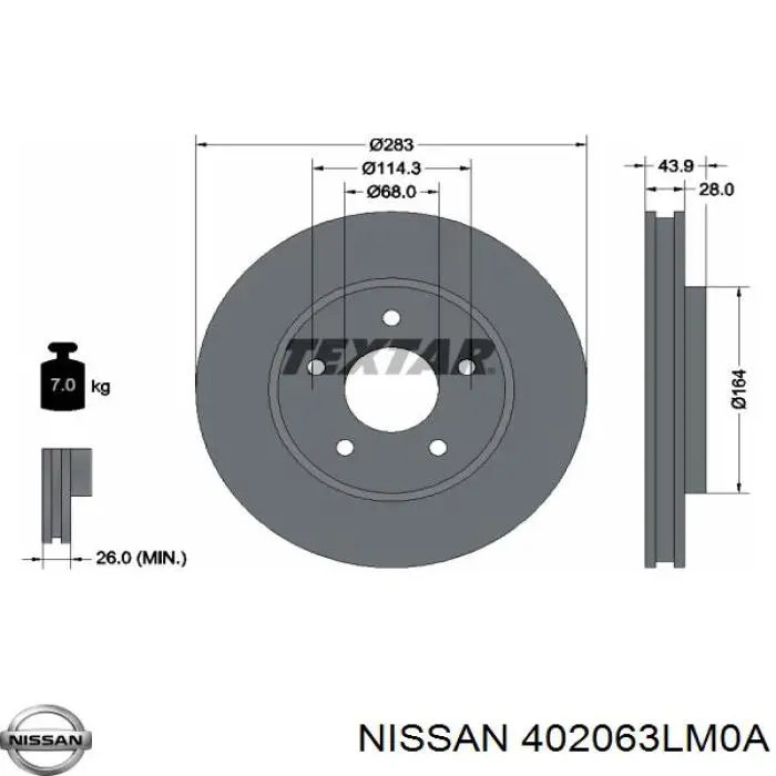 402063LM0A Nissan freno de disco delantero