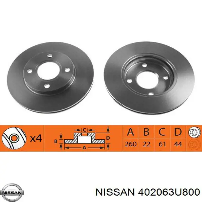 402063U800 Nissan freno de disco delantero