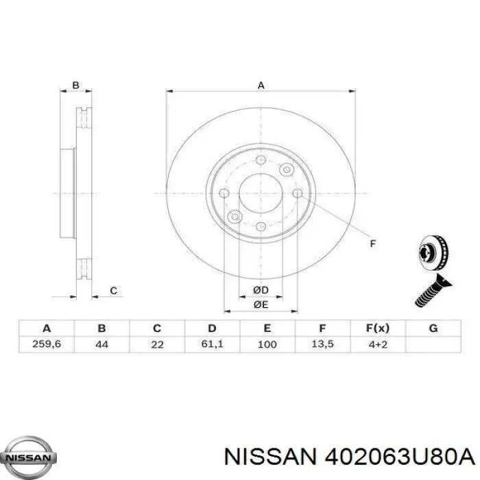Frenos delanteros Nissan/Infiniti 402063U80A precio, desde 47,57 EUR