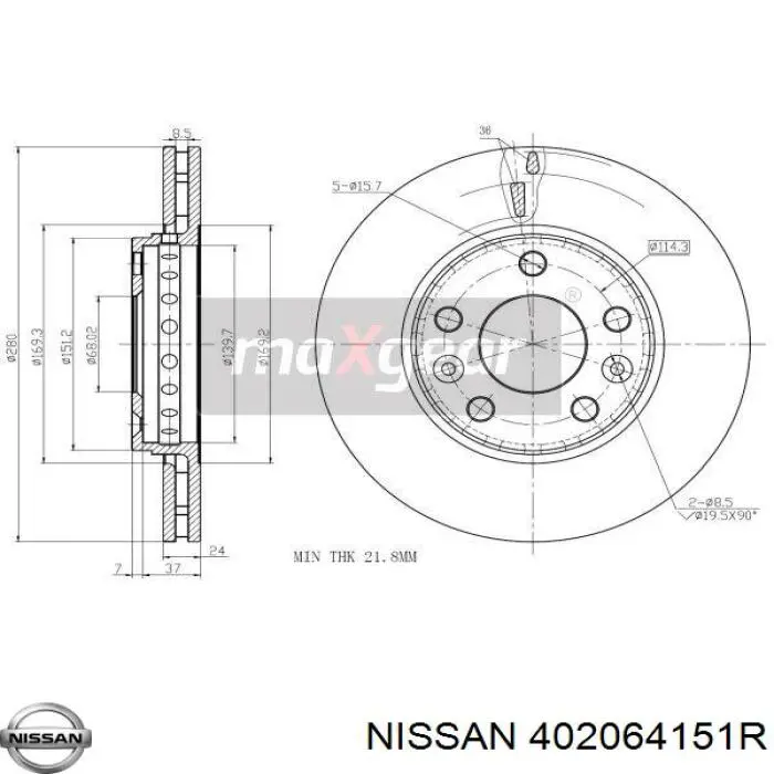 Freno de disco delantero Renault DUSTER 2 HM