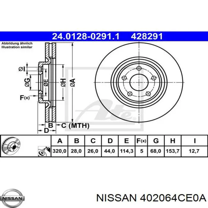 402064CE0A Nissan freno de disco delantero