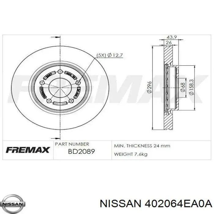 Frenos delanteros Nissan/Infiniti 402064EA0A precio, desde 39,13 EUR
