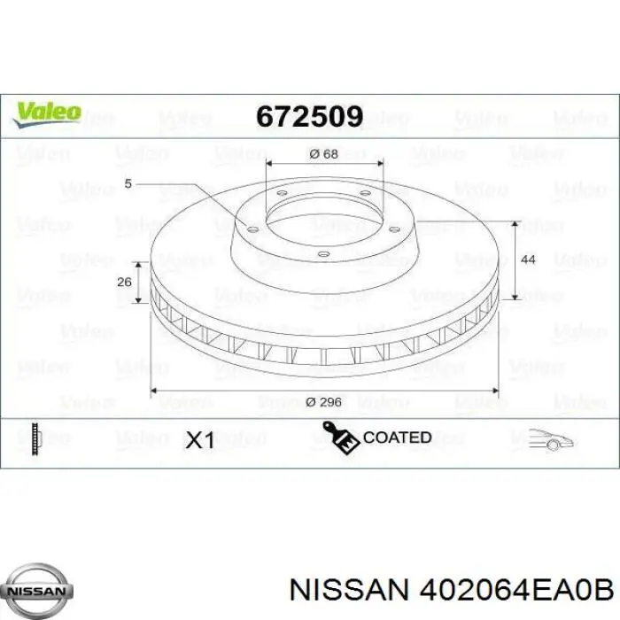 Comprar 402064EA0B Nissan/Infiniti Freno de disco delantero