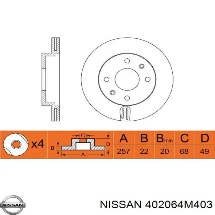 402064M403 Nissan freno de disco delantero