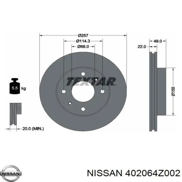 Frenos delanteros Nissan/Infiniti 402064Z002 precio, desde 33,01 EUR