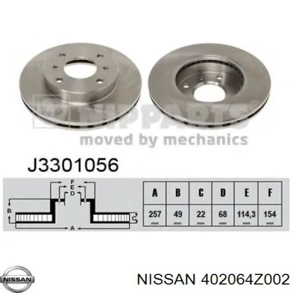 Comprar 402064Z002 Nissan/Infiniti Freno de disco delantero