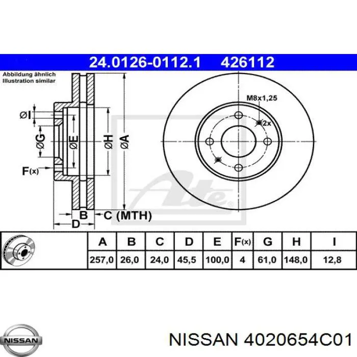 Comprar 4020654C01 Nissan/Infiniti Freno de disco delantero
