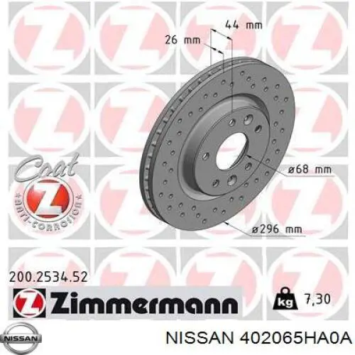 Comprar 402065HA0A Nissan/Infiniti Freno de disco delantero