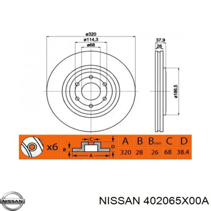 402065X00A Nissan disco de freno delantero