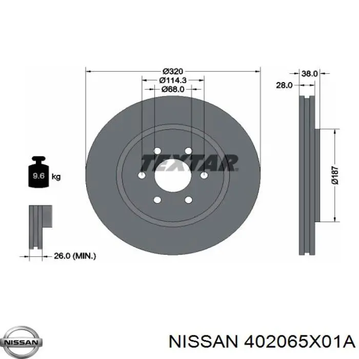 402065X01A Nissan disco de freno delantero