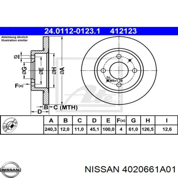 4020661A01 Nissan disco de freno delantero
