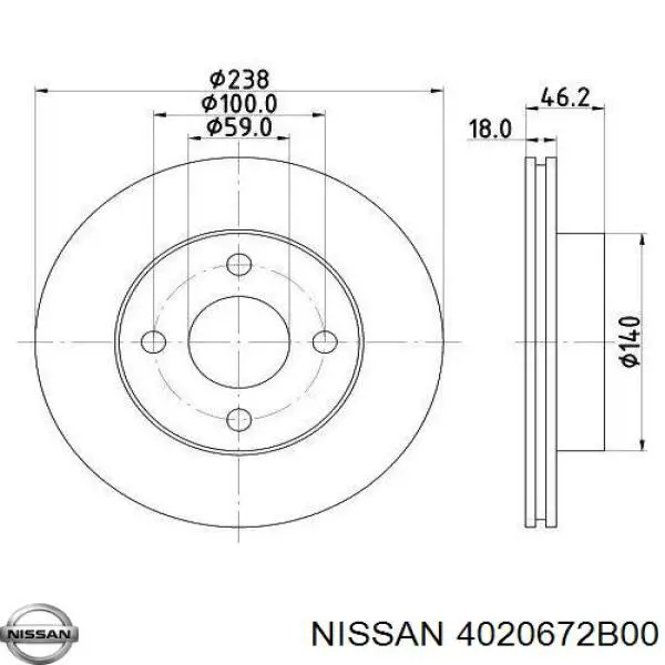 4020672B00 Nissan freno de disco delantero