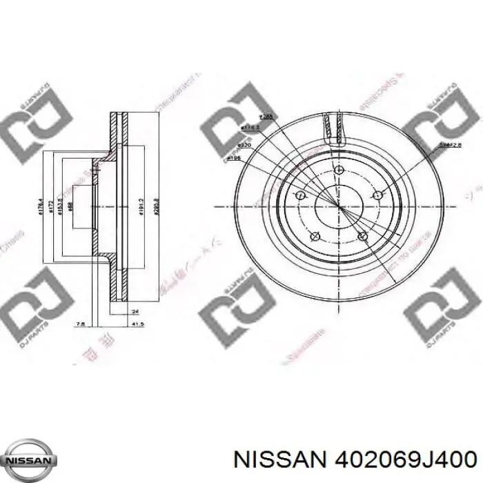 402069J400 Nissan freno de disco delantero