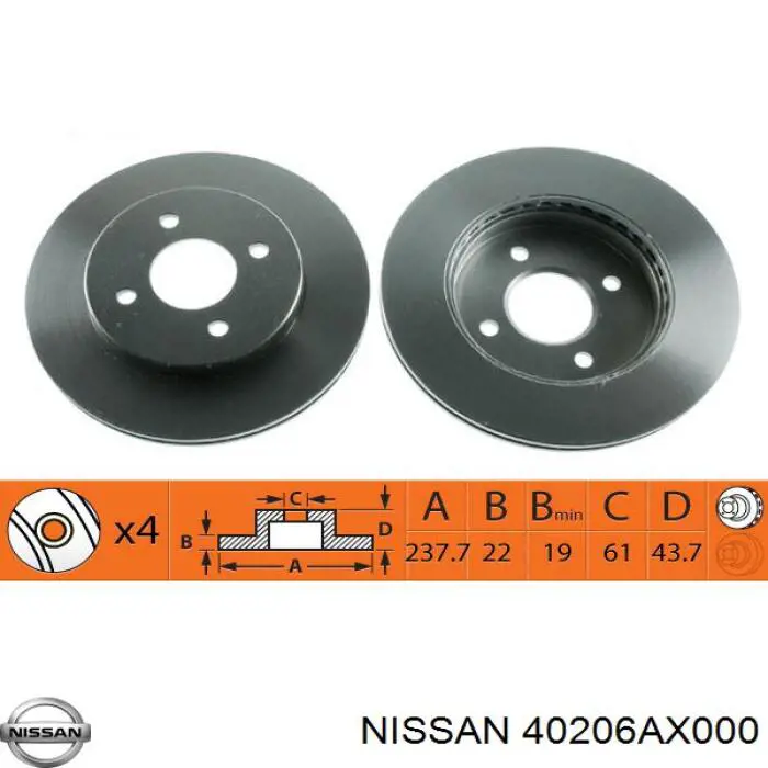 Comprar 40206AX000 Nissan/Infiniti Freno de disco delantero