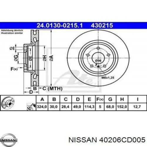40206CD005 Nissan disco de freno delantero