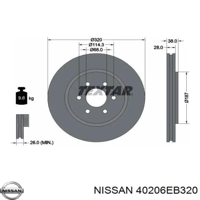 Comprar 40206EB320 Nissan/Infiniti Freno de disco delantero