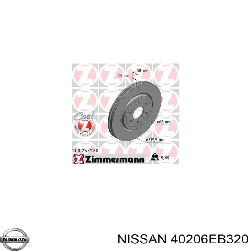 Disco de freno 40206EB320 Nissan/Infiniti