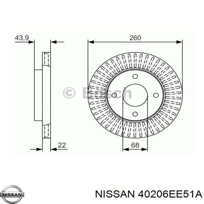 40206EE51A Nissan freno de disco delantero