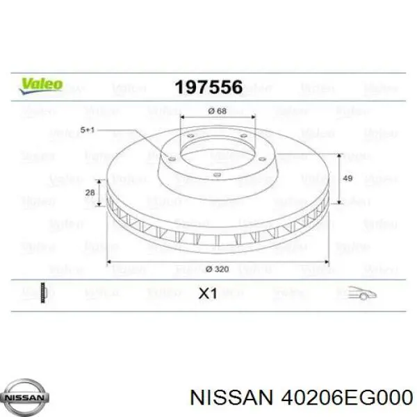 40206EG000 Nissan disco de freno delantero